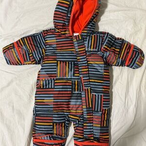 Infant Columbia Duck Down Multicolor Striped Hooded Snowsuit